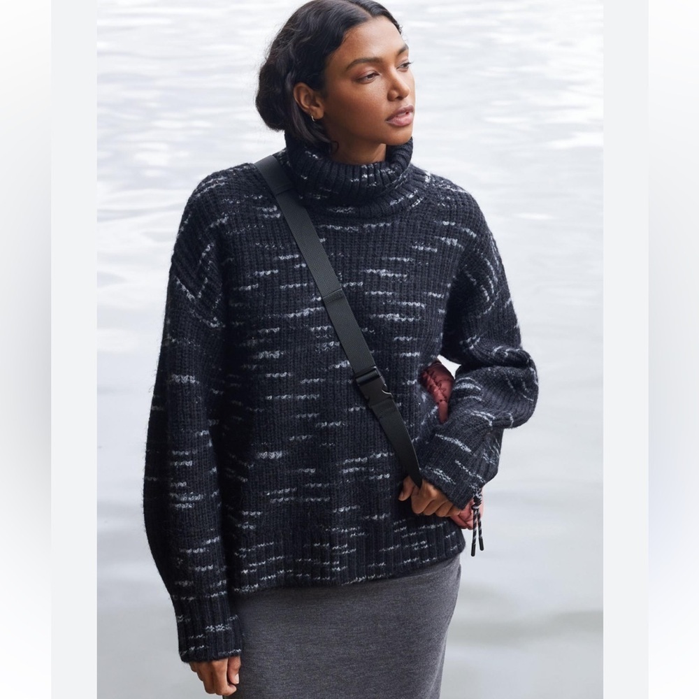 Varley Marlena Marled Wool Blend Turtleneck Chunky Knit Sweater Size Large